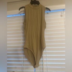 Forever 21 Olive Ribbed Bodysuit One Piece